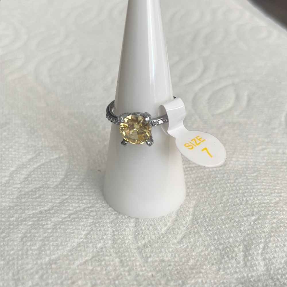 Wishing You Happiness Lemon Cubic Zirconia on Hematite plating - Picture 3 of 7